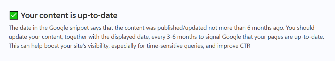 Content freshness check