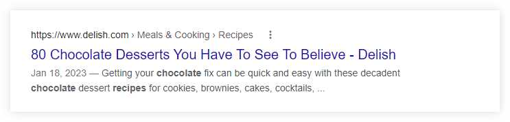 regular snippet with HTML meta tags - example