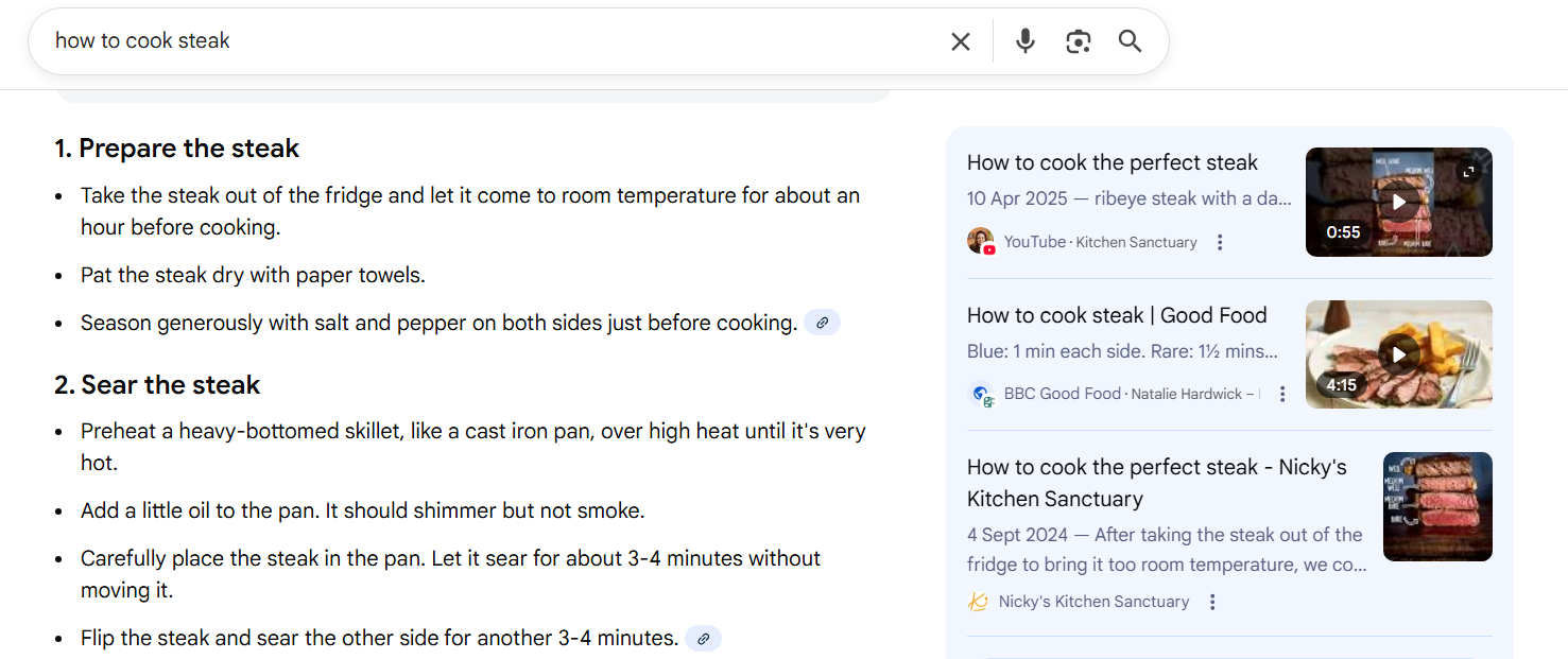 AI overviews and recipe schema markup